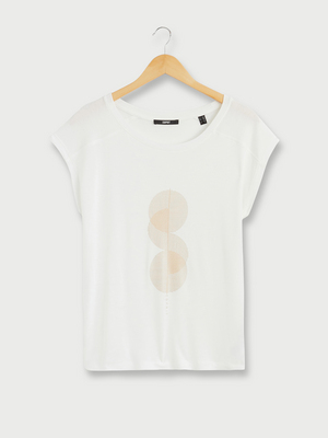 ESPRIT Tee-shirt Print Placé En Viscose Lenzing™ Ecovero™ Ecru