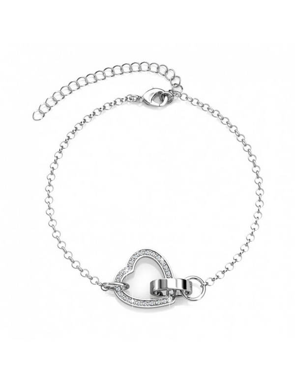 MYC PARIS Bracelet Locked Heart - Argent Et Cristal Argent / Cristal Photo principale