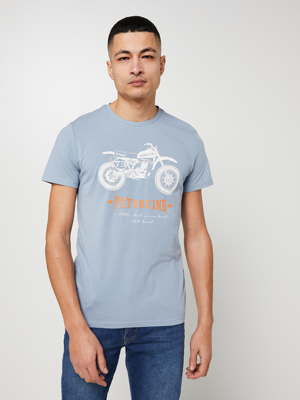 PETROL INDUSTRIES Tee-shirt Print Moto Bleu ciel
