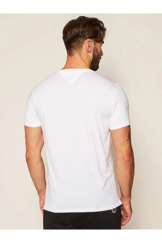 TOMMY JEANS Tshirt Coton Bio Col V   -  Tommy Jeans - Homme 100 CLASSIC WHITE Photo principale