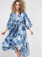 DESIGUAL Robe Cache-cœur Manches Kimono Bleu