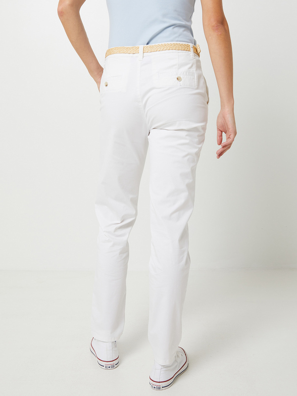 ESPRIT Pantalon Chino, Ceinture Tresse Blanc Photo principale