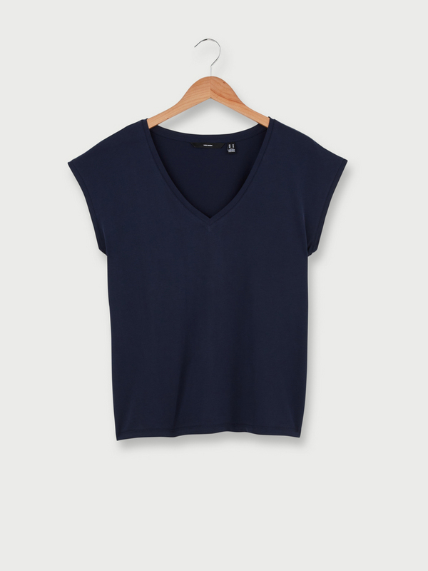 VERO MODA Tee-shirt Sans Manches Fluide Coupe Loose Bleu marine 1018764