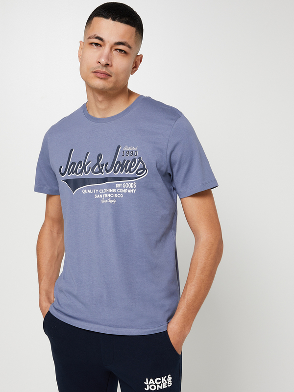 JACK AND JONES Tee-shirt Logo Bleu gris