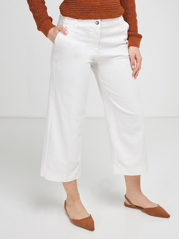 LA FEE MARABOUTEE Pantalon Raccourci Coupe Large Blanc