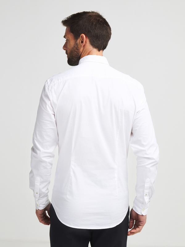 ESPRIT Chemise Slim En Coton Stretch Uni Blanc Photo principale