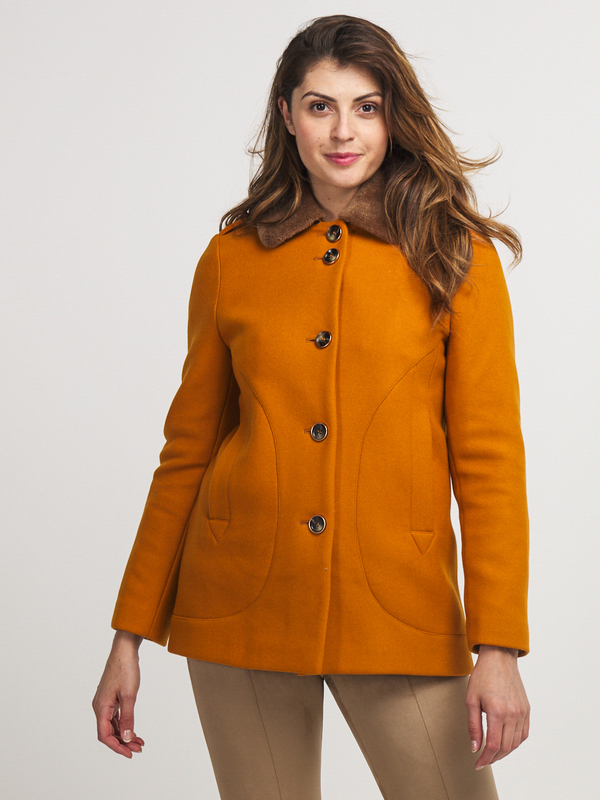 TRENCH AND COAT Manteau Laine Majoritaire Toucher Velout Jaune moutarde Photo principale