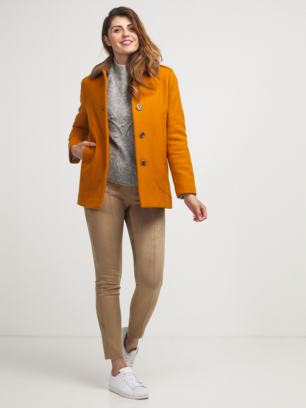 TRENCH AND COAT Manteau Laine Majoritaire Toucher Velout Jaune moutarde Photo principale