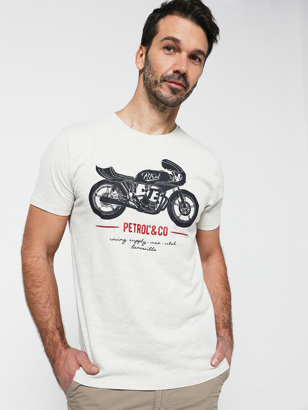 PETROL INDUSTRIES Tee-shirt Moto Ecru Photo principale