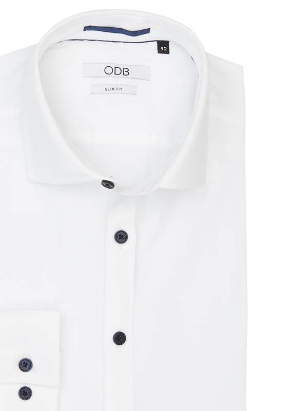 ODB Chemise Slim Coton Stretch Textur Blanc Photo principale