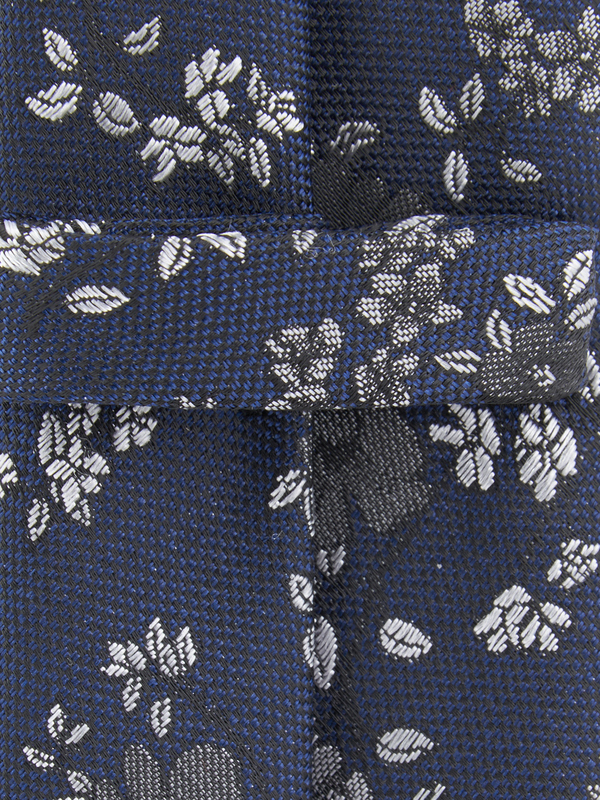 ODB Cravate Fleurie Avec Soie Bleu marine Photo principale