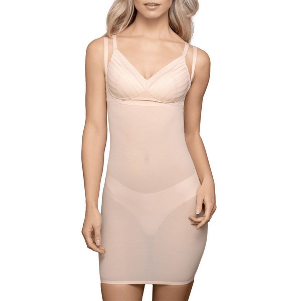 BYE BRA Robe Gainante Buste Ouvert Gainage Fort Beige