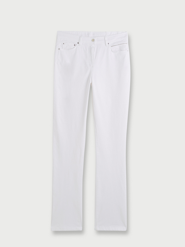JULIE GUERLANDE Pantalon 5 Poches, Coupe Droite En Toile Unie Extensible Blanc