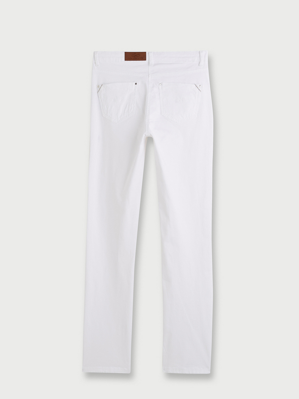 JULIE GUERLANDE Pantalon 5 Poches, Coupe Droite En Toile Unie Extensible Blanc Photo principale