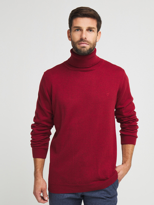 BASEFIELD Pull Col Roul Avec Cachemire Rouge