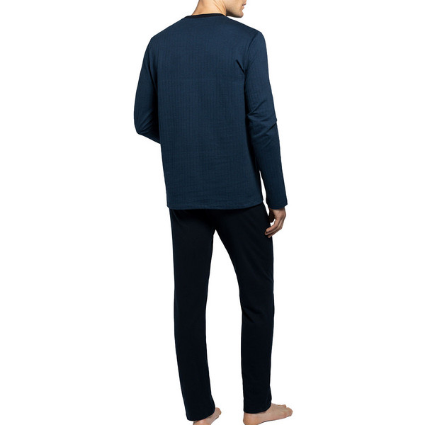 IMPETUS Pyjama Long Prestige Card En Coton Col Rond Bleu Photo principale