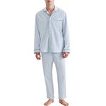 SEIDENSTICKER Pyjama Long Ray Boutonn En Coton Bleu clair