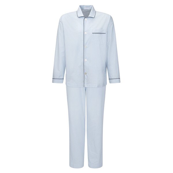 SEIDENSTICKER Pyjama Long Ray Boutonn En Coton Bleu clair Photo principale