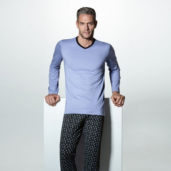 IMPETUS Pyjama Long En Coton Et Modal James Bleu Photo principale
