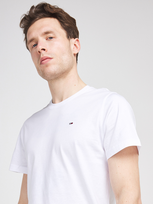 TOMMY JEANS Tee-shirt Uni Mini Logo Brod Coton Bio Blanc Photo principale