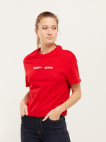 TOMMY JEANS Tee-shirt Cropped Logo Brod Rouge