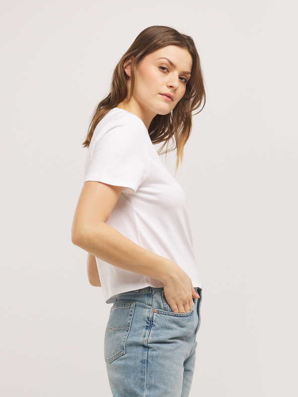 TOMMY JEANS Tee-shirt Cropped Logo Brod Blanc Photo principale