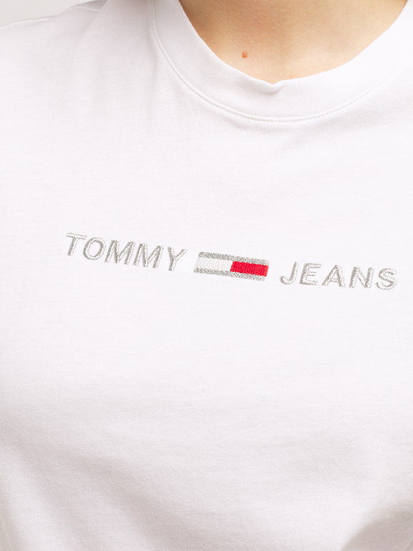 TOMMY JEANS Tee-shirt Cropped Logo Brod Blanc Photo principale