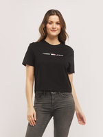 TOMMY JEANS Tee-shirt Cropped Logo Brod Noir