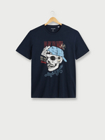JACK AND JONES Tee-shirt + Fit, Motif Tte De Mort Bleu marine