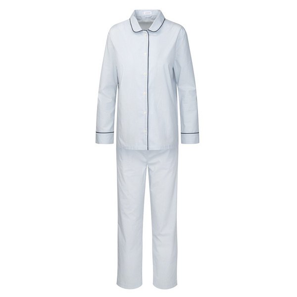 SEIDENSTICKER Ensemble Pyjama Long  Fines Rayures En Coton Bleu Photo principale