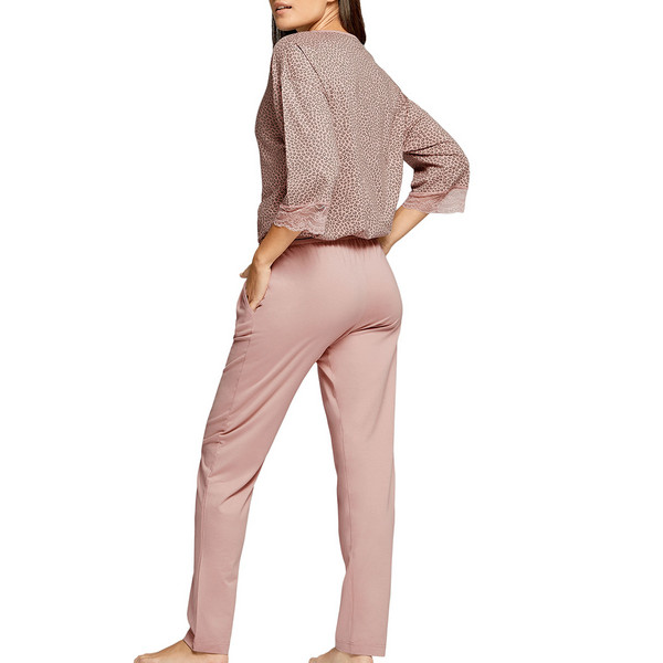 IMPETUS Pyjama Chic Lopard En Coton Modal Nature Pink - Khaki Photo principale