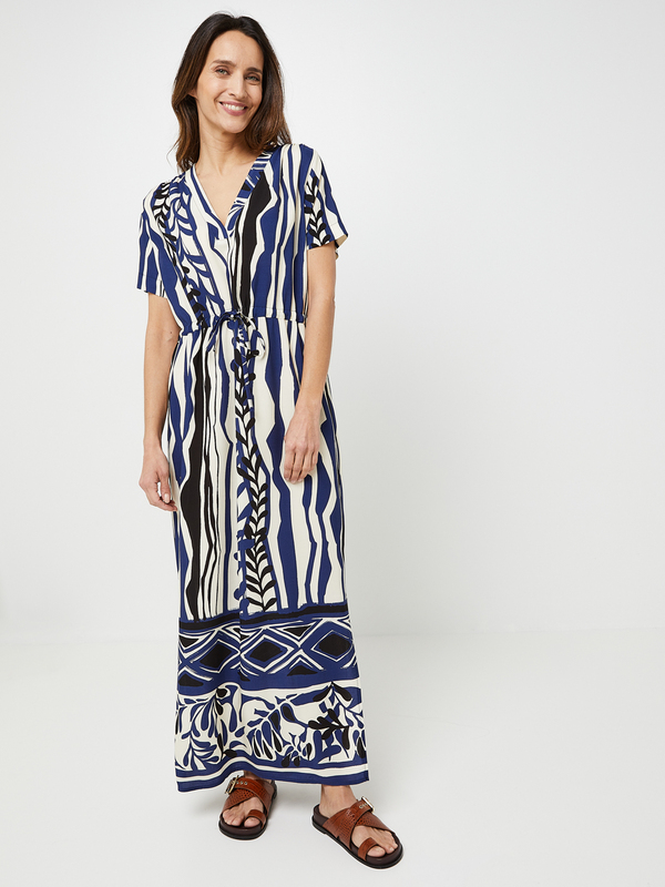 LA FEE MARABOUTEE Robe Longue Imprimé Style Tunique Bleu 1022424