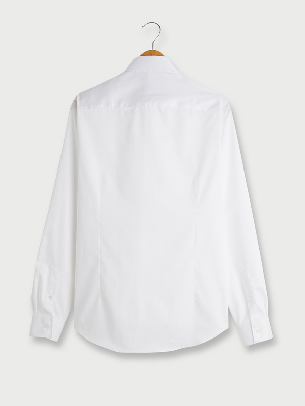 IZAC Chemise Manches Longues En Satin De Coton Compact, Coupe Slim Blanc Photo principale