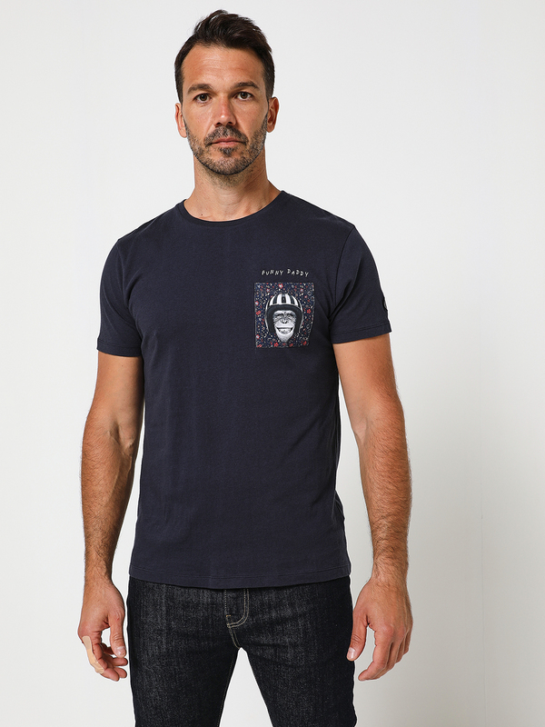 LE TEMPS DES CERISES Tee-shirt Poche Poitrine Avec Message Bleu marine Photo principale