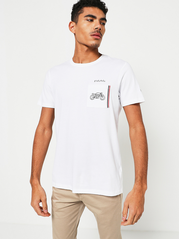 LE TEMPS DES CERISES Tee-shirt En Coton Poche Brode Moto Blanc Photo principale