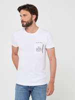 LE TEMPS DES CERISES Tee-shirt Avec Poche Poitrine Coton Bio Blanc