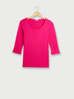 STREET ONE Tee-shirt En Jersey, Encolure Ronde, Manches 3/4 Rose