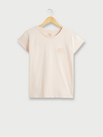 C EST BEAU LA VIE Tee-shirt Uni Petit Dtail Brod Rose