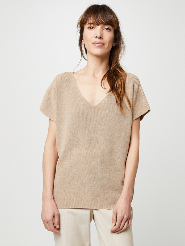 BETTY BARCLAY Pull Loose Sans Manches Avec Lurex Beige