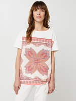 BETTY BARCLAY Tee-shirt Bi-matire Imprim Ethnique Blanc cass