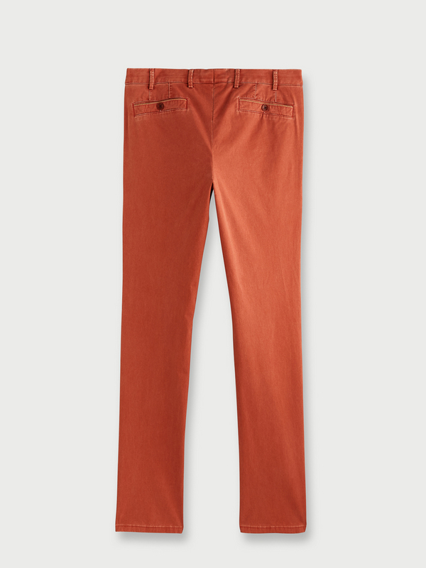 MEYER Pantalon Style Chino, Perfect Fit En Coton Biologique Orange Photo principale