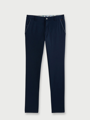 MEYER Pantalon Style Chino, Perfect Fit En Coton Biologique Bleu marine