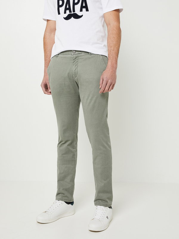 MEYER Pantalon Style Chino, Perfect Fit En Coton Biologique Vert kaki 1024551