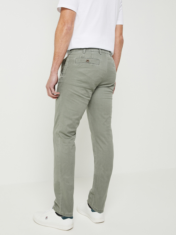 MEYER Pantalon Style Chino, Perfect Fit En Coton Biologique Vert kaki Photo principale