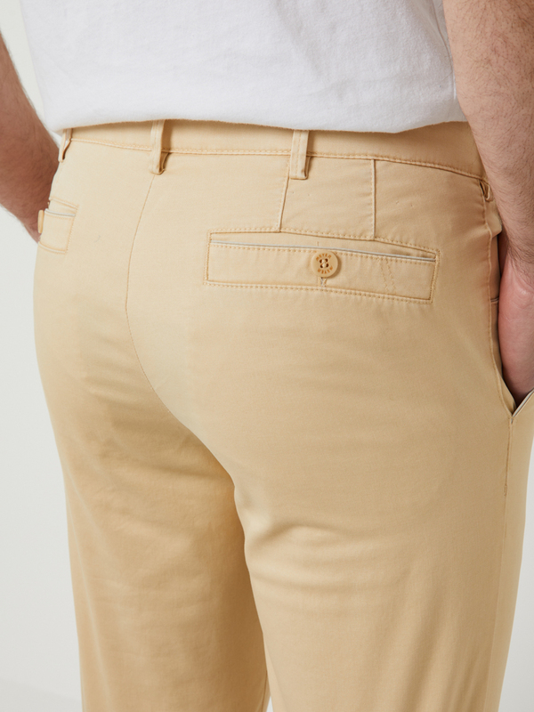 MEYER Pantalon Style Chino, Perfect Fit En Coton Biologique Jaune Photo principale