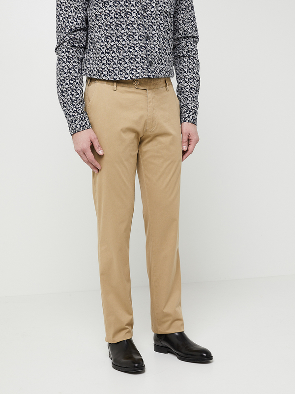 MEYER Pantalon Style Chino, Taille Élastiquée, Perfect Fit En Coton Biologique Beige