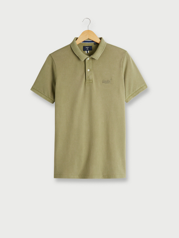 SUPERDRY Polo Manches Courtes Uni Vert olive