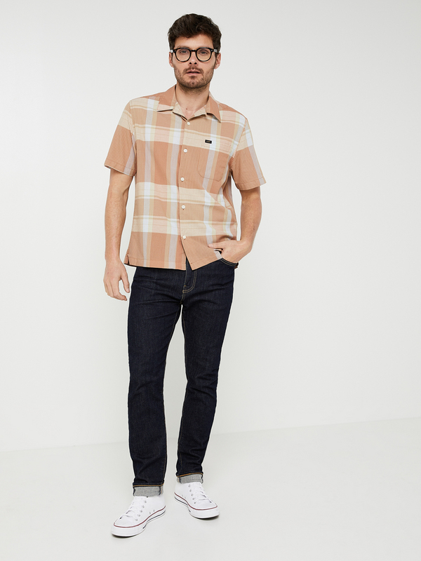 LEE Chemise  Col Bowling, Relaxed Fit, Imprim  Rayures Destructures Marron Photo principale