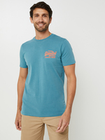 SUPERDRY Tee-shirt Logo Brod Bleu