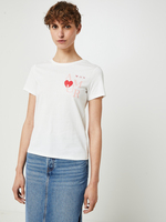 C EST BEAU LA VIE Tee-shirt Message + Motif Cœur Plac Blanc